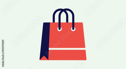 Red Shopping Bag with Handles and Stripes.