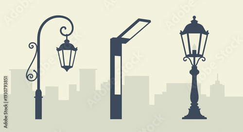 Street Light Post Vector Illustrations Collection.