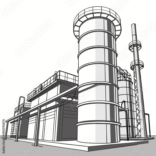 Monochromatic of industrial energy refinery facility