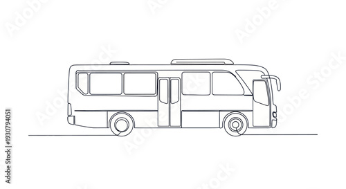 Simple Line Drawing of a Motorhome Vehicle.