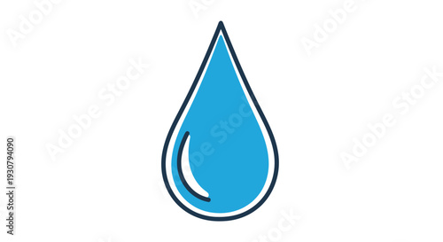 Blue Water Droplet Icon Illustration Design.