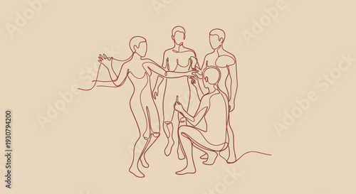 Group of People Standing and Kneeling Together.