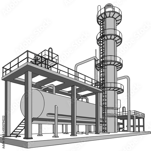 Ultra realistic of a chemical refinery industrial factory