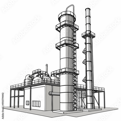 Photorealistic of industrial fuel processing plant