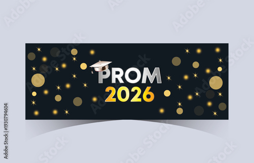 Prom 2026 Gold Confetti Celebration Banner