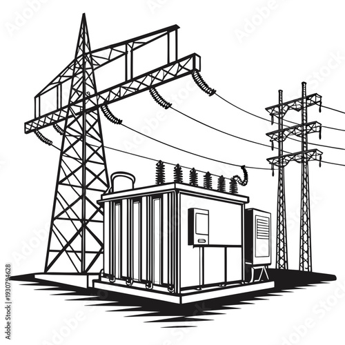 Black and white of power transmission infrastructure