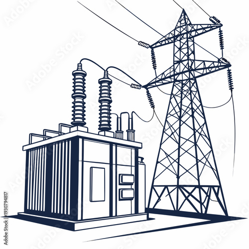 Electrical distribution substation and power transmission tower