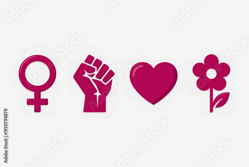 Empowerment symbols for social movements and activism show International women's day