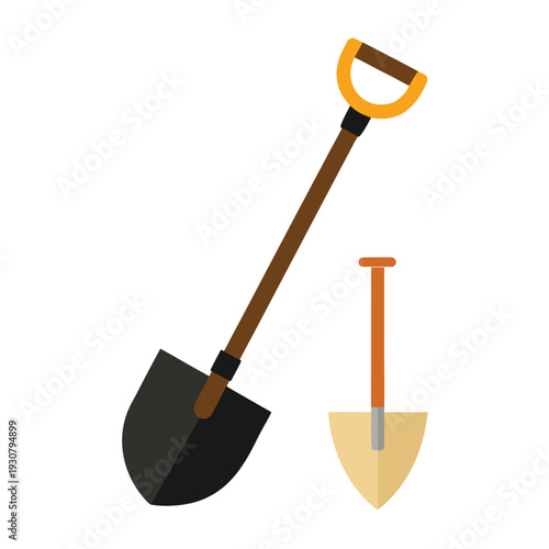Shovel and Mattock Vector Illustration – Cartoon Clipart and Line Art Printable Graphic Design