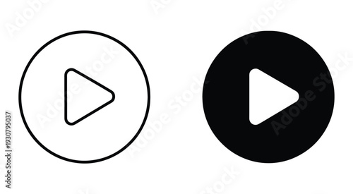 Simple black and white play button icons