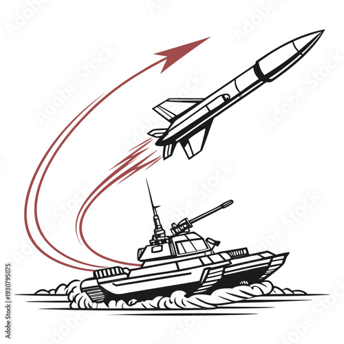 Supersonic projectile launched from tank missile military