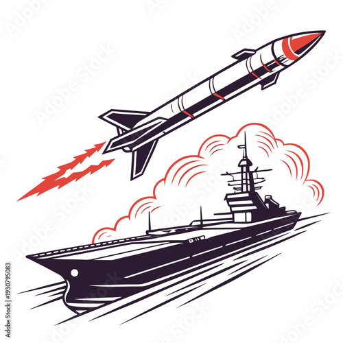 Of a supersonic missile launching from a warship navy