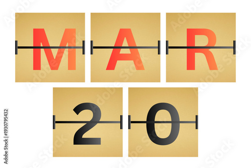20 March calendar single day, week vector, illustration icon. golden and white color background calendar page vector for of the month March 20