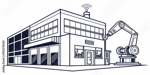 A modern industrial facility with advanced machinery and wireless technology.