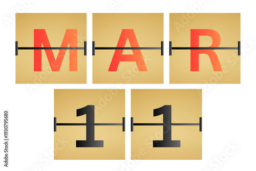 11 March calendar single day, week vector, illustration icon. golden and white color background calendar page vector for of the month March 11