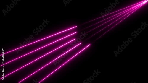 Pink Neon Rays Fanning Out Against Black light lines
