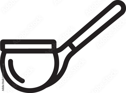 Simple Kitchen Utensil Ice Cream Scoop Outline Vector Icon or Graphic Element