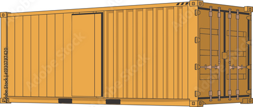 Large Yellow Steel Shipping Container For Global Logistics And Freight Cargo Transport Isolated On White Background For Industrial Storage And Maritime Business