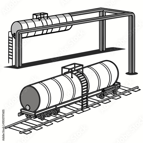 Oil pipeline distribution point and rail tanker industrial