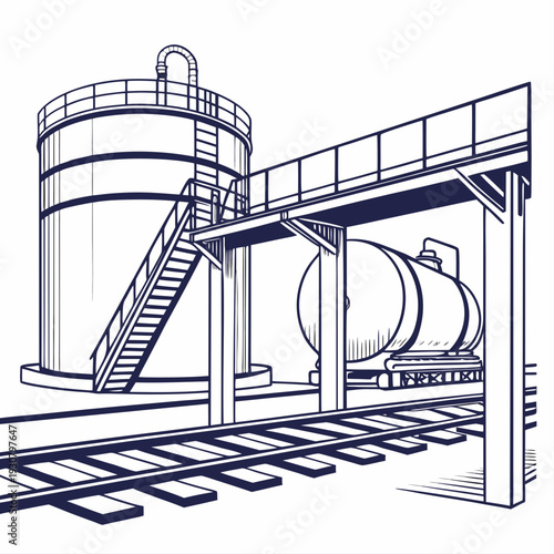 Rail based petrochemical facility with tank and train