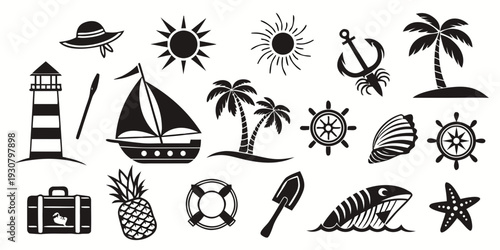 Assorted icons representing various weather conditions and related activities