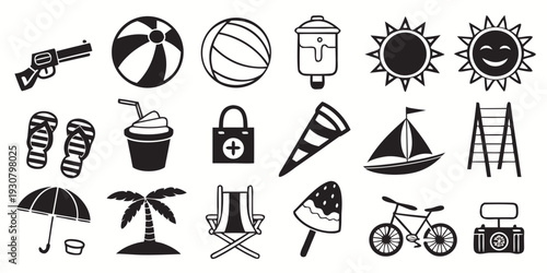 A diverse collection of icons representing various sports and outdoor activities