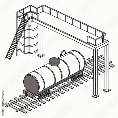 Rail based fuel distribution system with tanker and storage tank