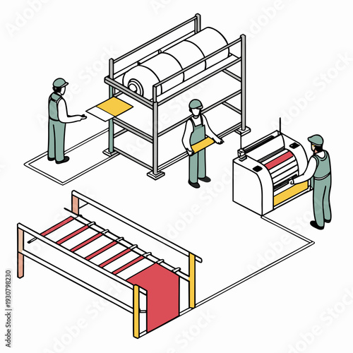 Textile apparel production factory workers