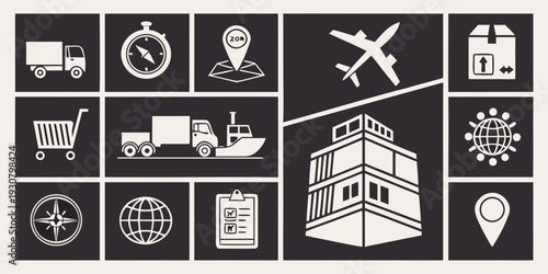 A collection of diverse icons representing various industries and activities