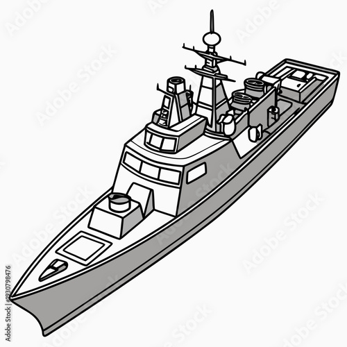 Navy missile cruiser ship side angle boat