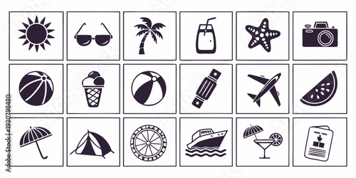 Assorted icons representing various objects and activities for different weather conditions