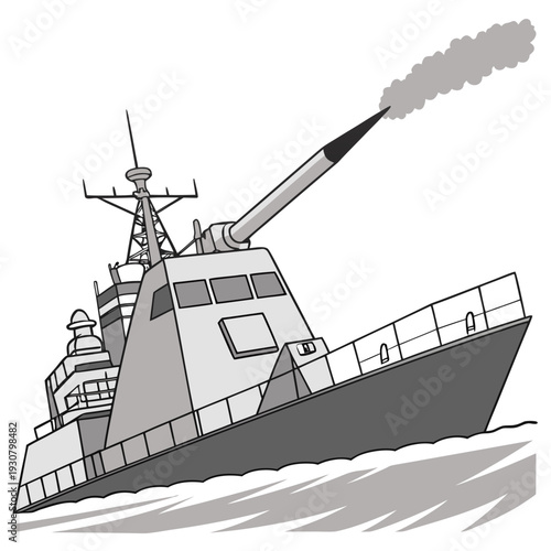 Naval warfare ship launching missile naval ship ignition