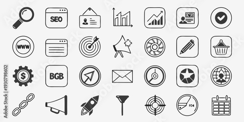 Collection of diverse icons representing various activities and objects