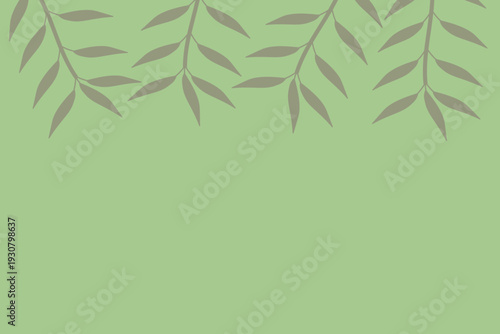 Muted abstract leaf-branch canopy on soft moss green background