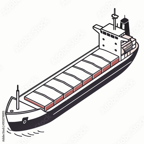Cargo ship with red and white containers on deck container ship