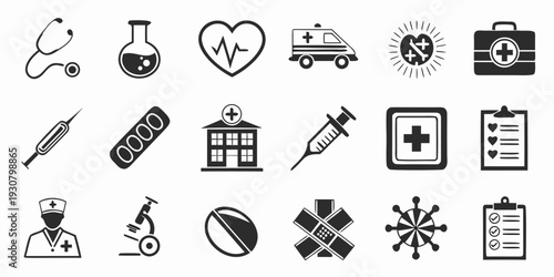 Assorted icons representing various aspects of health, safety, and lifestyle.
