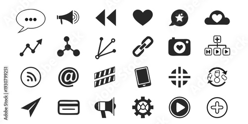 A collection of various icons representing different functions and actions