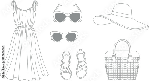 Summer vacation wardrobe essentials outline for beach holiday packing guide