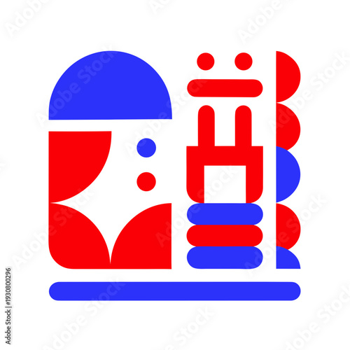 A colorful abstract illustration of a futuristic machine