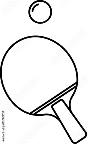 Outline icon showing a ping pong paddle ready to strike the small ball