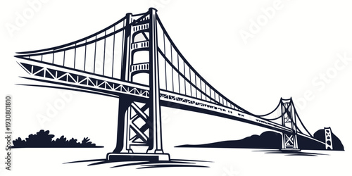 Iconic suspension bridge spanning a body of water with towers and cables.