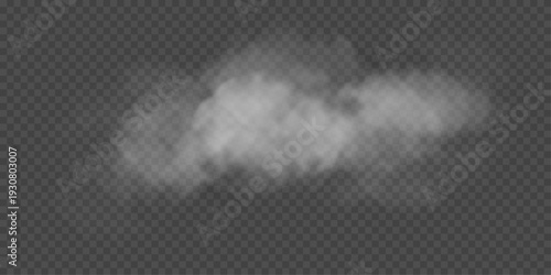 White smoke or fog effect. Large mist on a transparent background. Realistic vector illustration. Eps 10