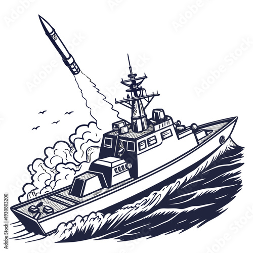 Navy warship launching missile naval warship missile launch