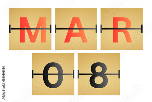 8 March calendar single day, week vector, illustration icon. golden and white color background calendar page vector for of the month March 8