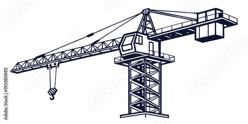 A detailed illustration of a tower crane used in construction projects