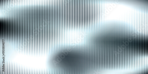 Monochrome waves with transparent vertical layering and soft opacity shifts. Abstract distorted glass effect, minimal and textured in grayscale palette. Vector illustration for futuristic design