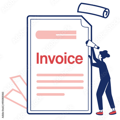 A person examining a large invoice document closely