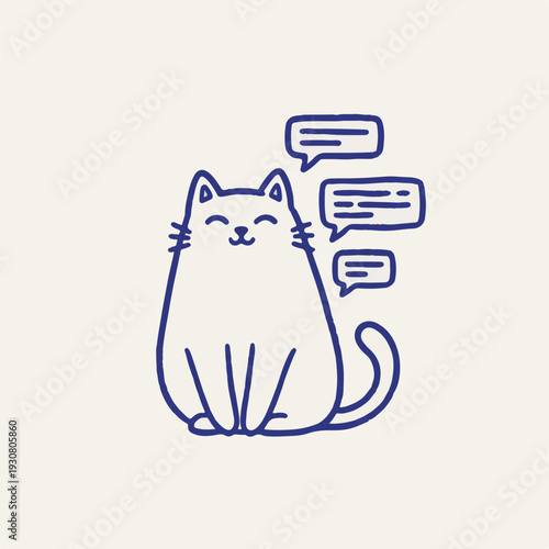 Blue stroke cat ignoring messages and notifications for digital detox and boundaries in remote work during summer break