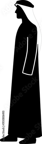 A Arabian  wearing Arabian thobe Silhouette vector on Transparent Background.