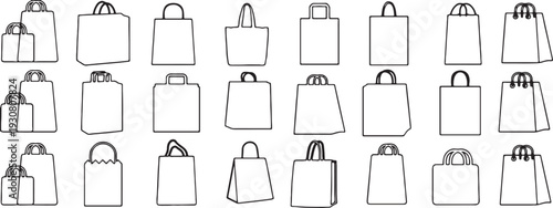 Collection of shopping bag outlines in various styles